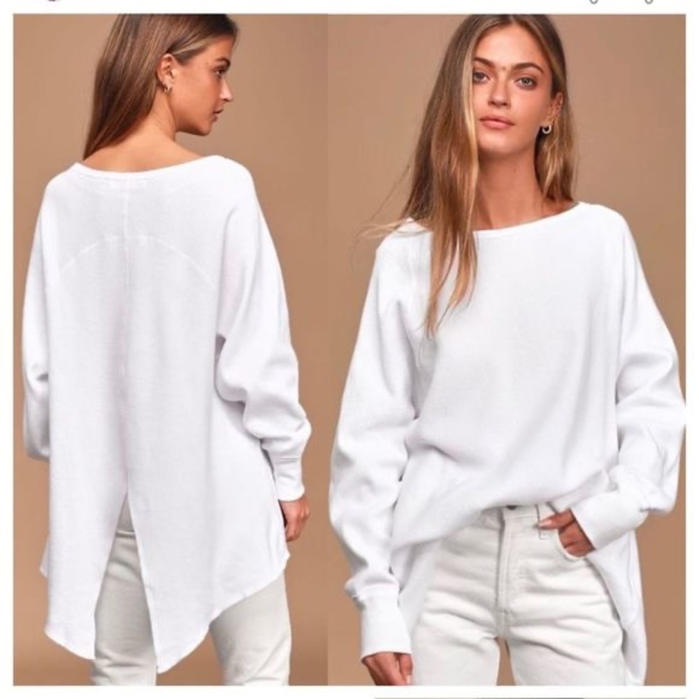 Free People We The Free Amelia Cotton Waffle Knit  Thermal Top